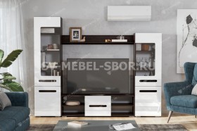 Мебель для гостиной МГС 6 (Исполнение 1/Венге/Белый глянец) в Зелёном Бору - zelyonyj-bor.katalogmebeli.com | фото