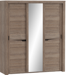 Шкаф трехдверный Соренто с раздвижными дверями Дуб стирлинг/Кофе структурный матовый в Зелёном Бору - zelyonyj-bor.katalogmebeli.com | фото